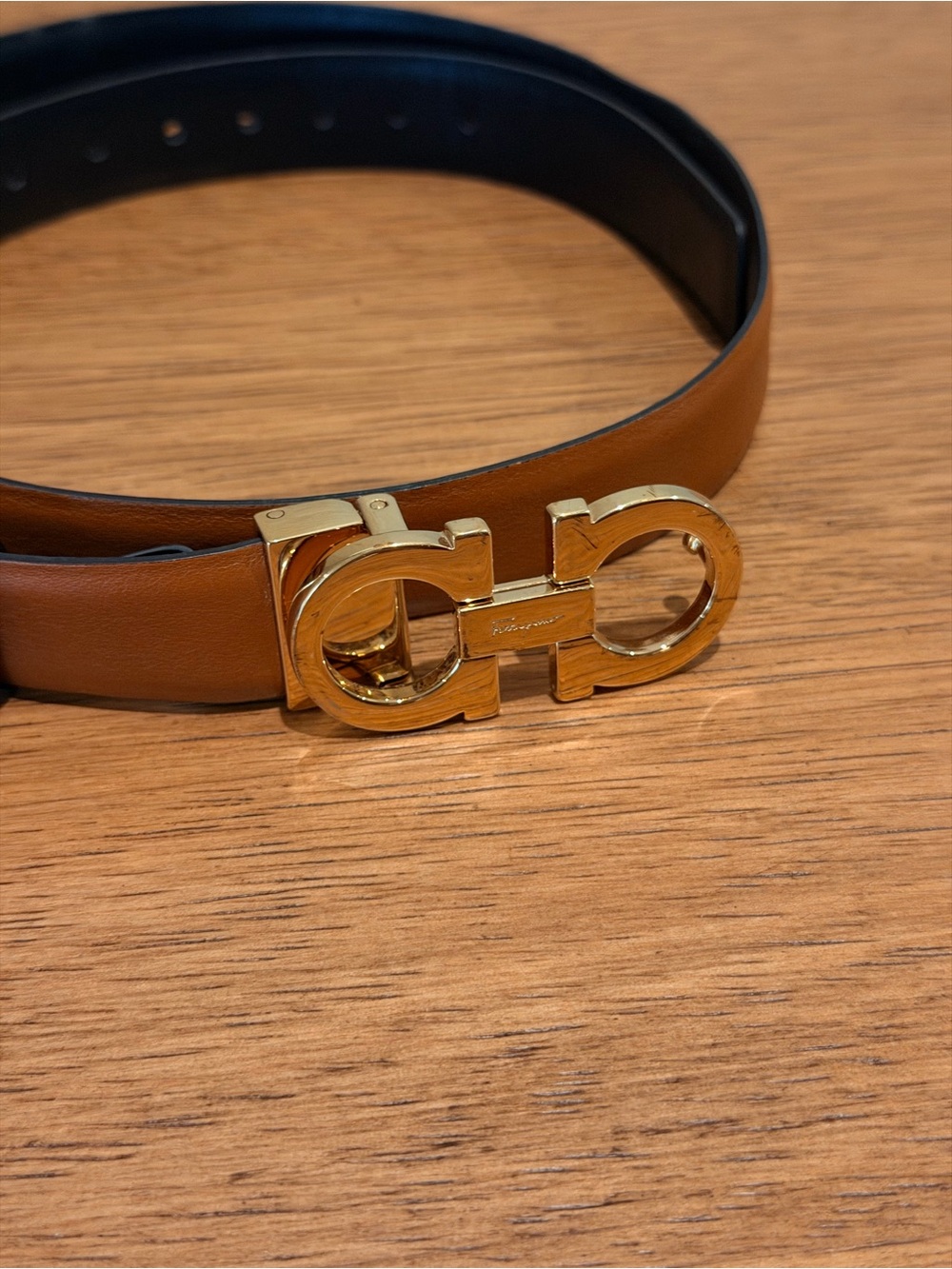 Salvatore Ferragamo Women’s Double Gancini Leather Belt in Brown